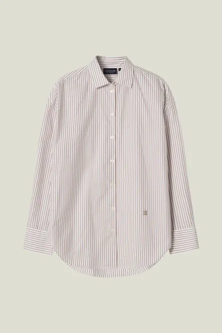 Hovedbilde Oversized Lyocell Blend Shirt, Beige/White Stripe
