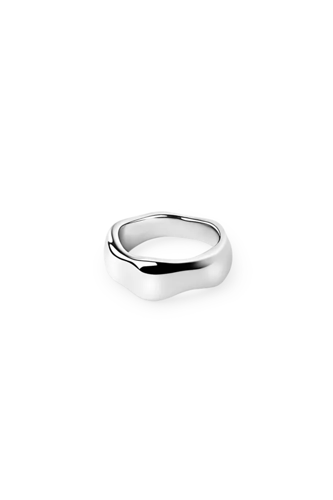 Wavy Bold Ring, Silver