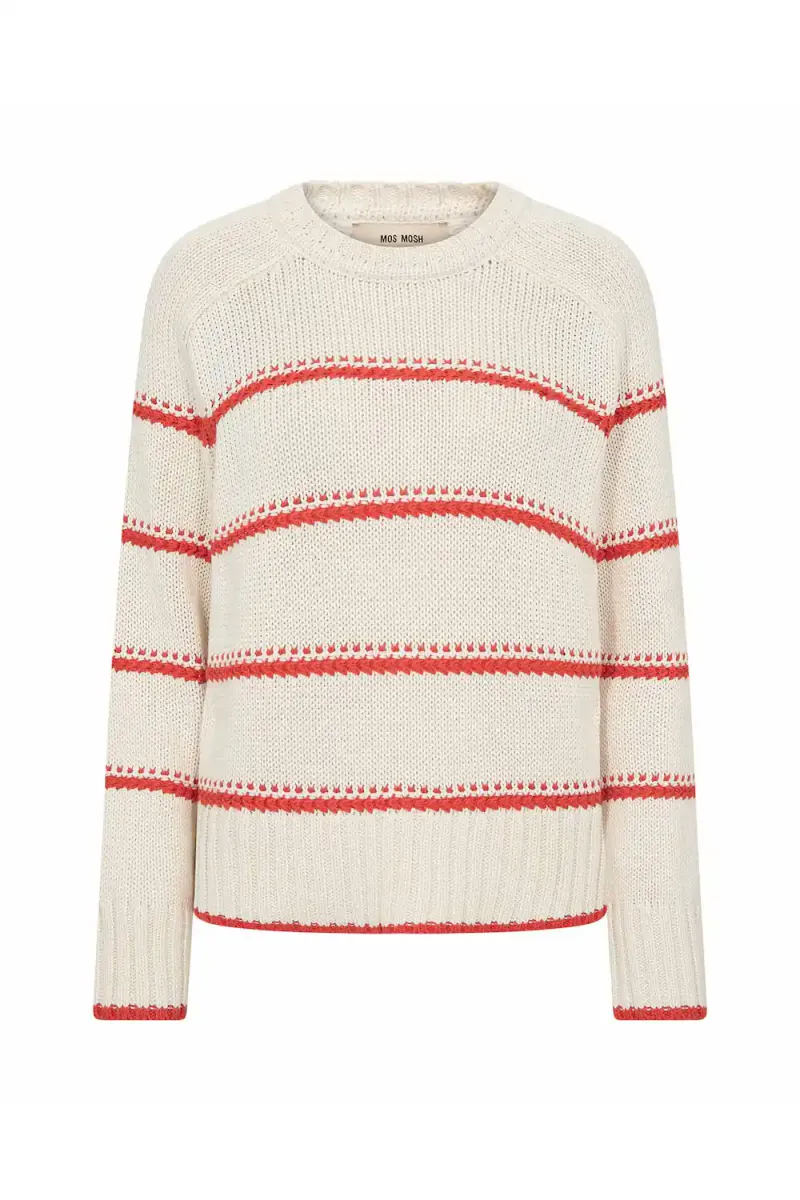Rola Bine Stripe Crewneck Knit, Spicy Orange