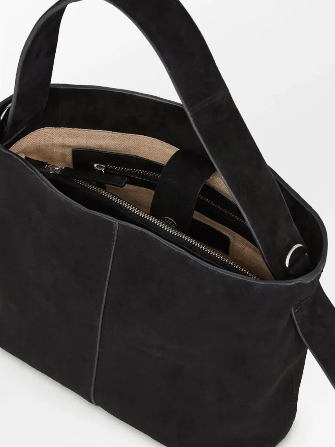 Suede Fraya Small Bag, Black