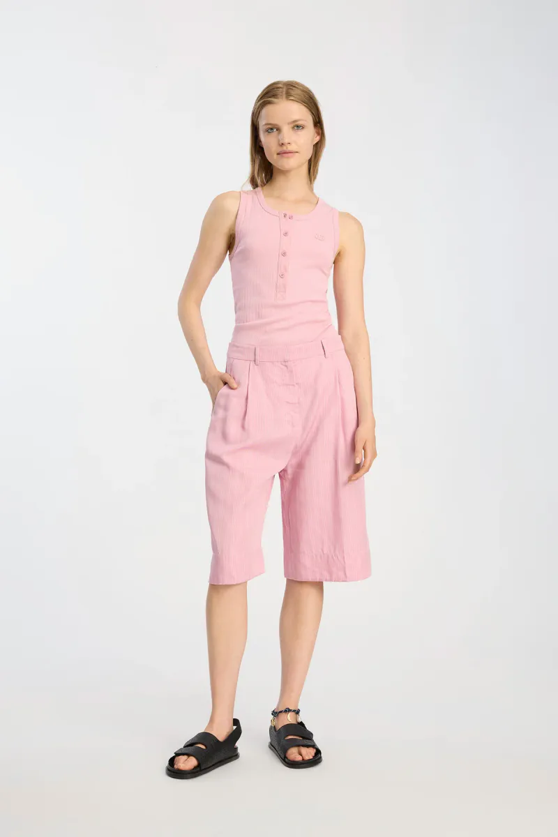 Roth Buttoned Tank Top, Rose