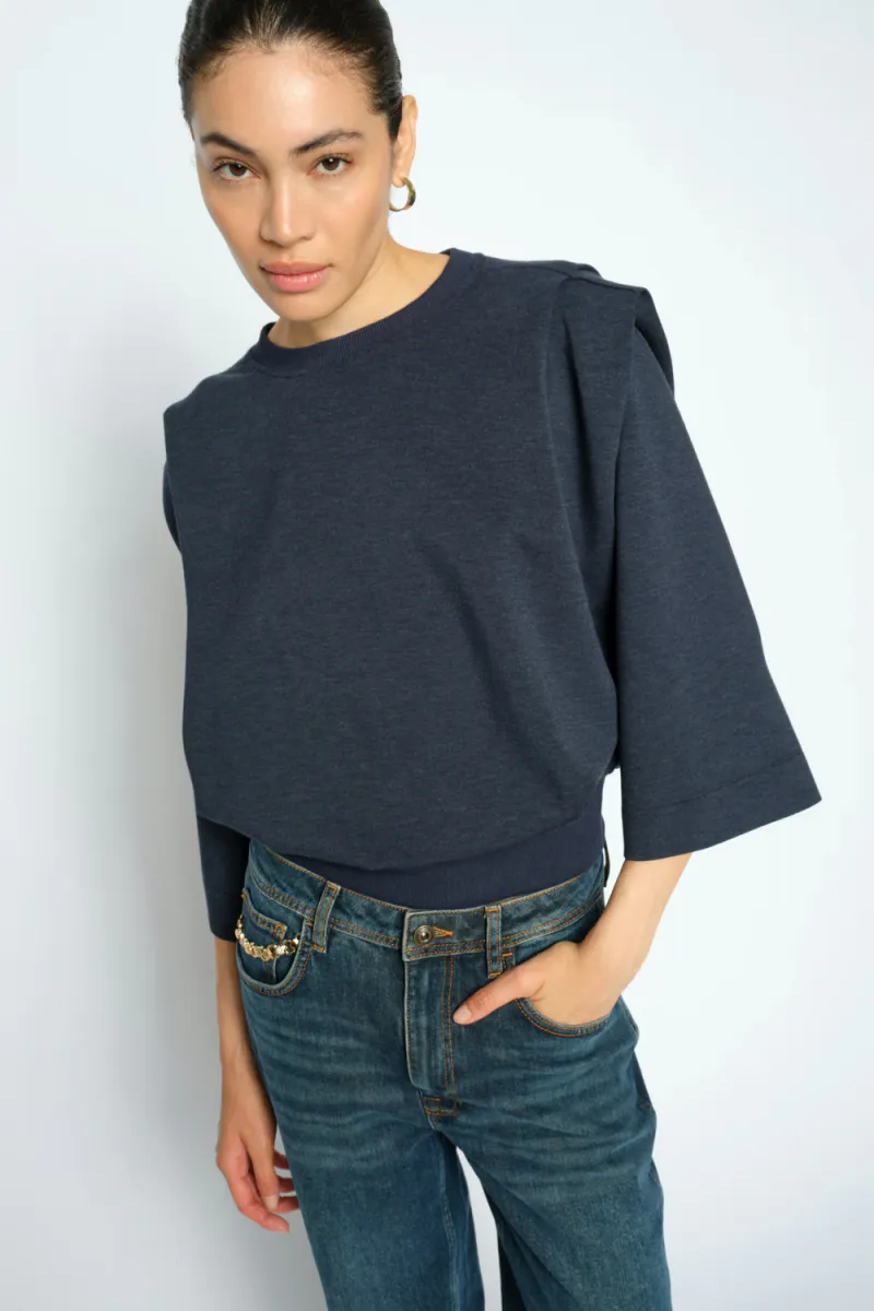 Mae O-3/4 Sleeve Sweatshirt, Salute Navy