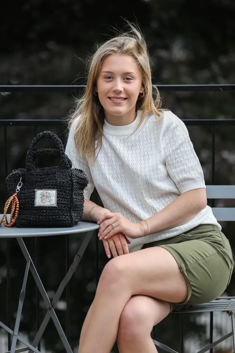 Mila Pointelle SS Pullover, Ice