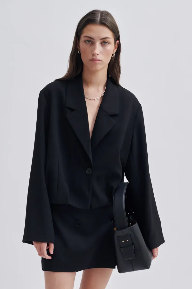 Leata Leather Bag, Black Silver