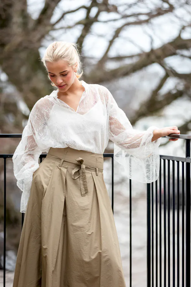 Sybell Lace Blouse, Soft Beige