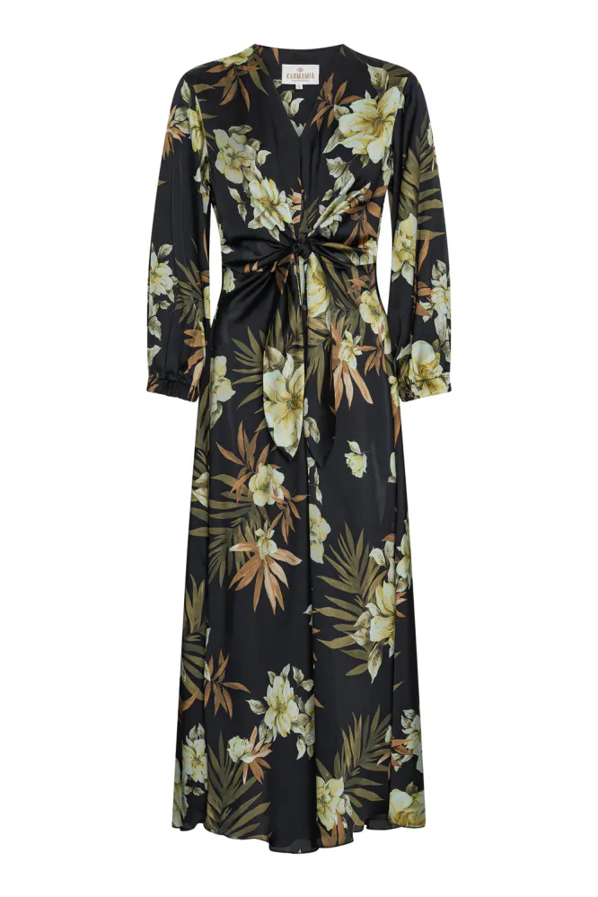 Faye Dress, 3/4 sleeves, Dahlia Flower