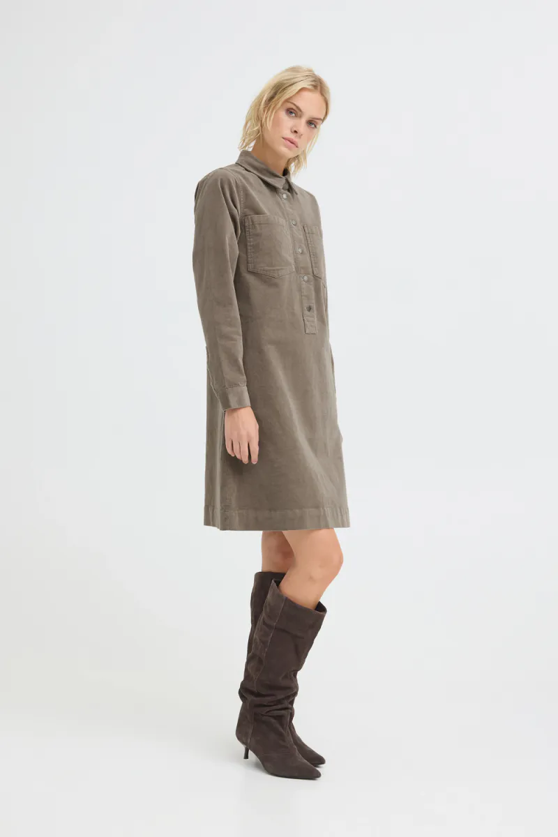 Sally Placket Dress, Walnut