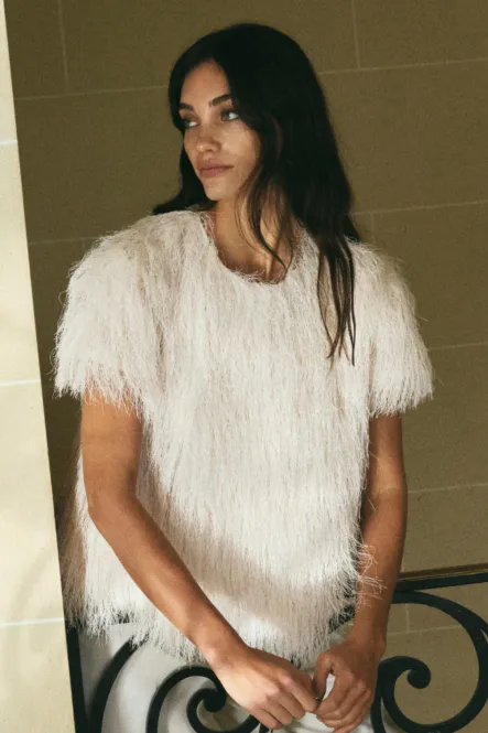 Hovedbilde Brim O-SS Faux Fur Tee, Ecru
