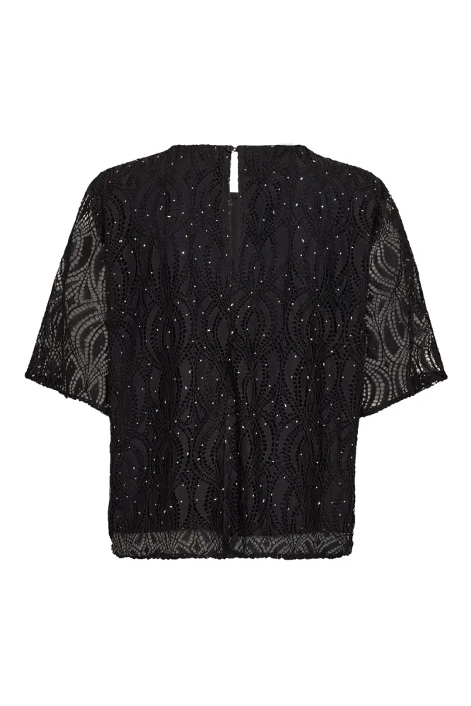 Erica Stone Lace SS Blouse, Black
