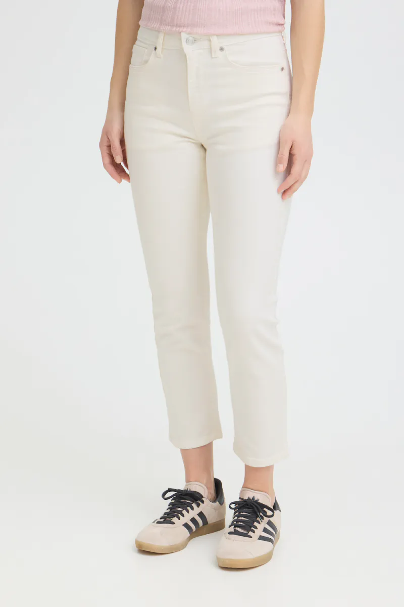 Kayla HW Med. Straight Leg, White Denim