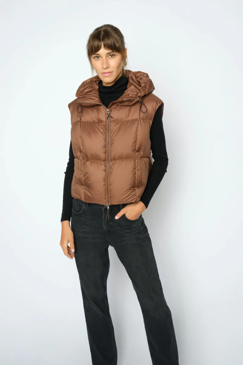 Kiara Tally Down Vest, Downtown Brown