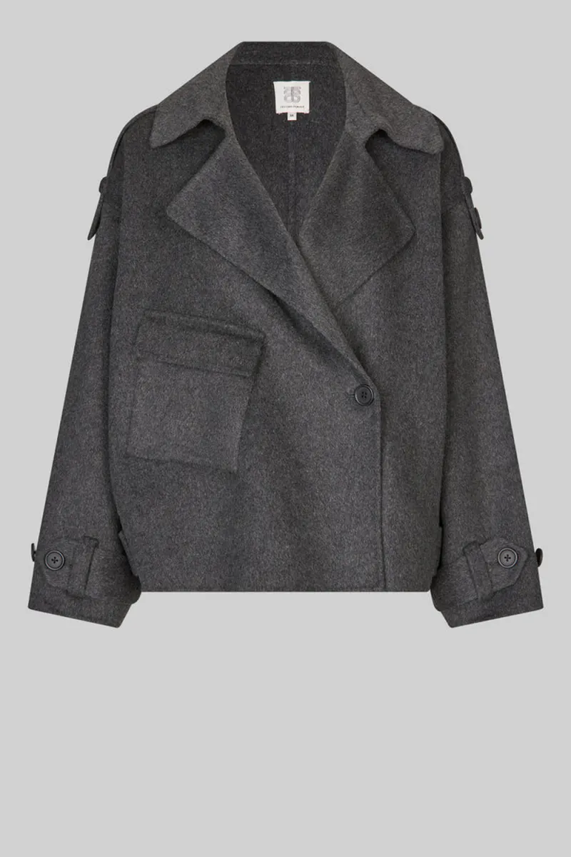 Walance Short Jacket, Dark grey Melange