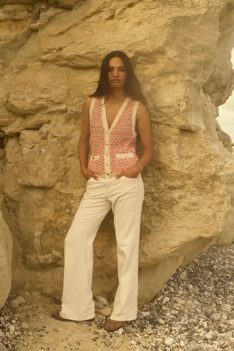 Marlena Emb Jeans, Ecru