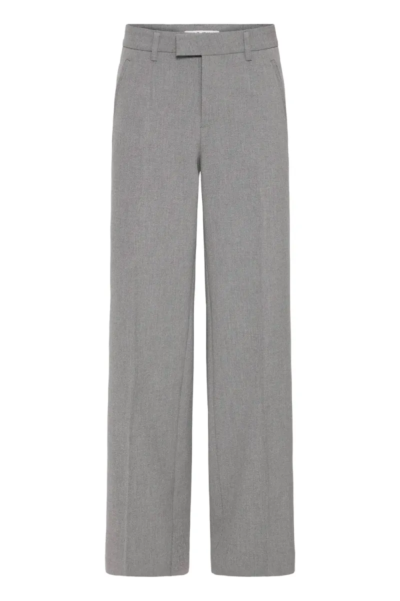 Bindy Melange HW Pant Wide Leg, Medium Grey Melange