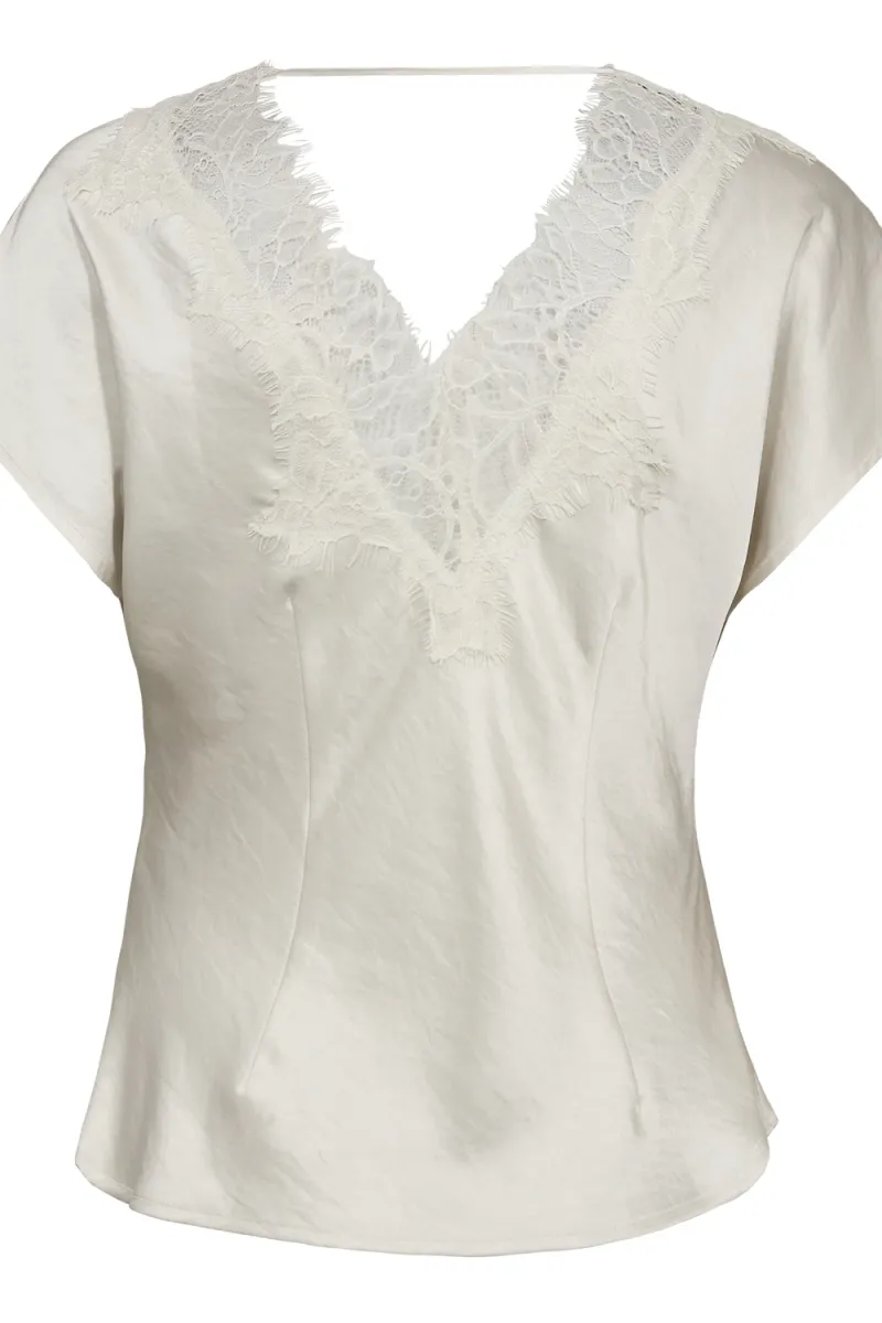 Idun Lace SS Blouse, Off white