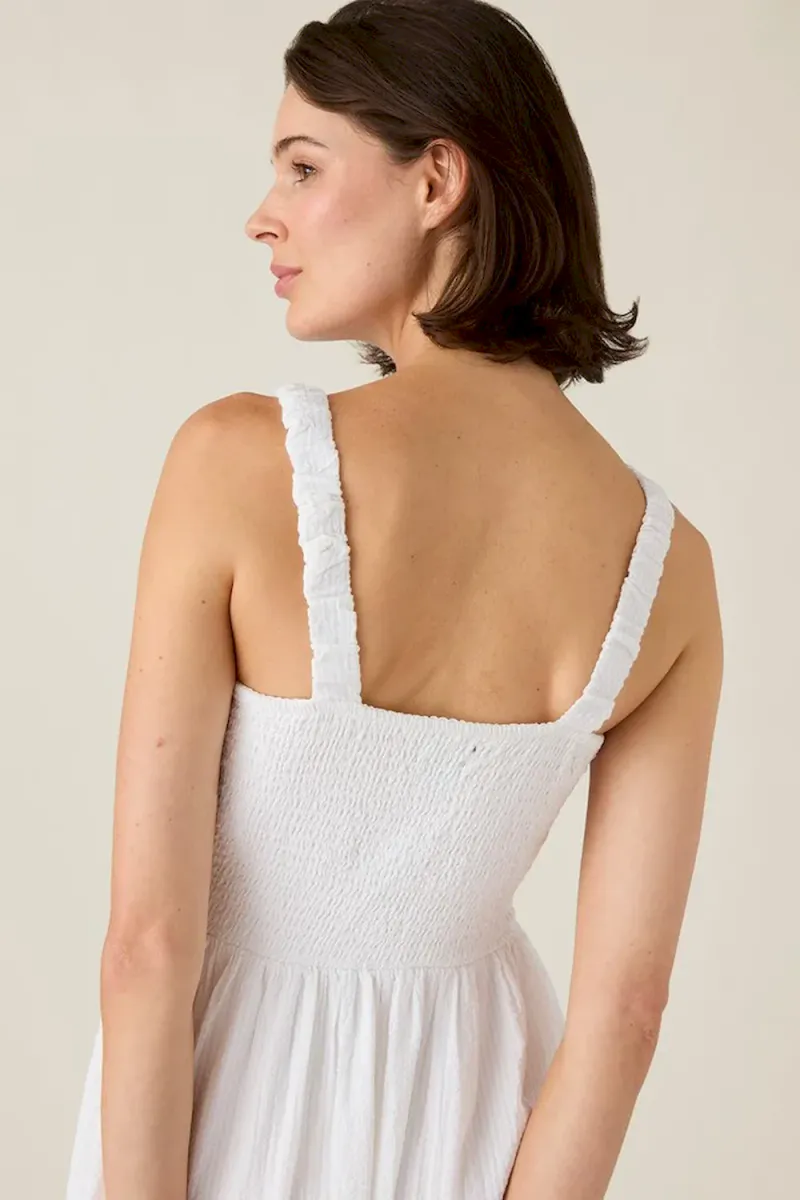 Seersucker Summer Dress, White