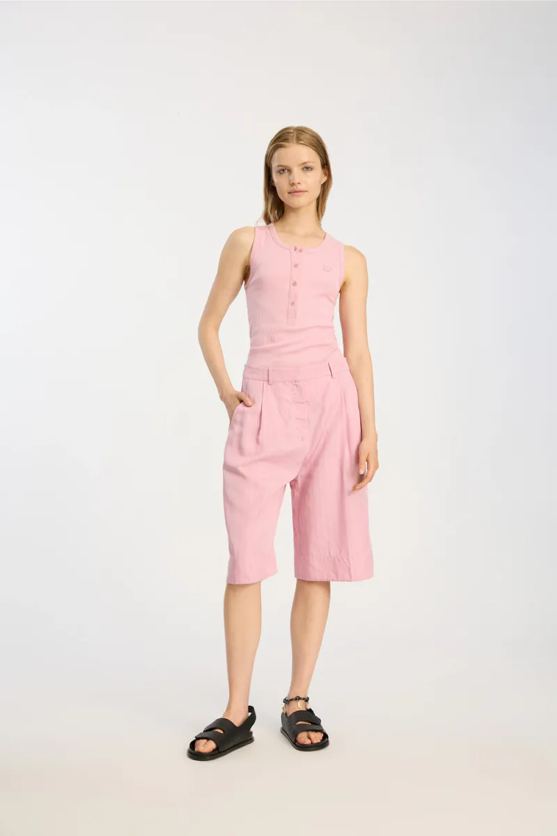 Roth Buttoned Tank Top, Rose