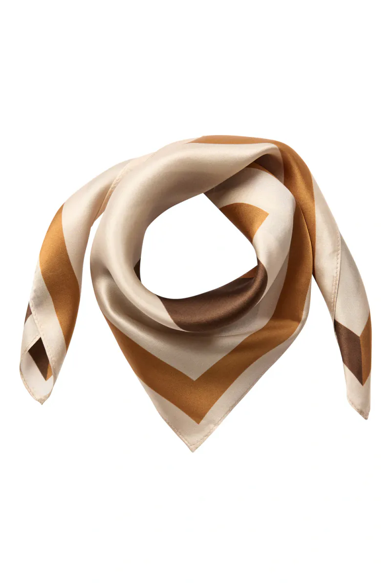 Shila Silk Block Scarf, Brown