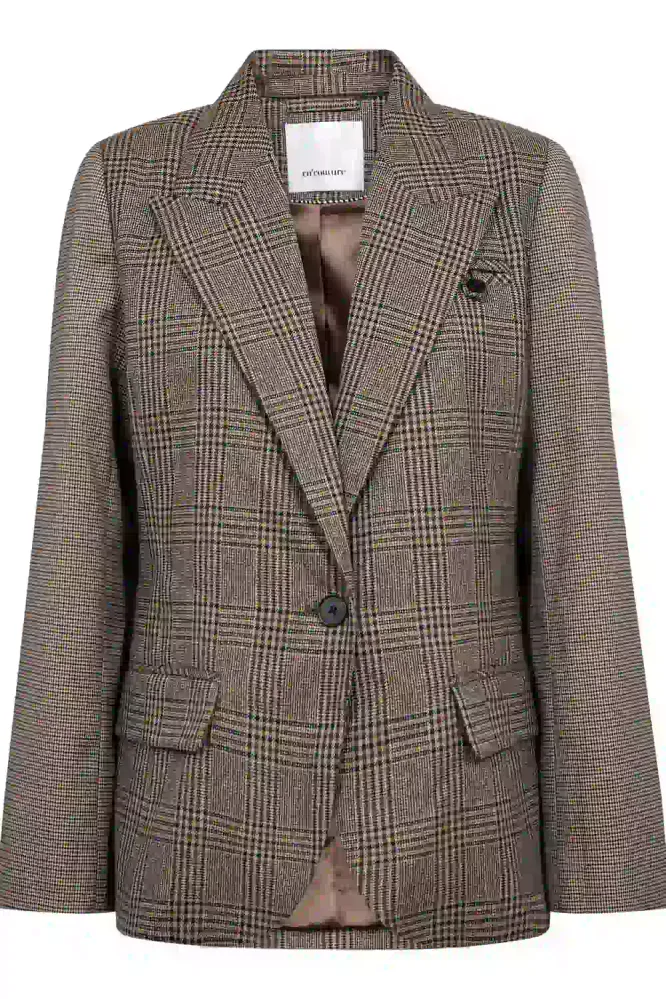 Veya Check Fitted Blazer, Brown