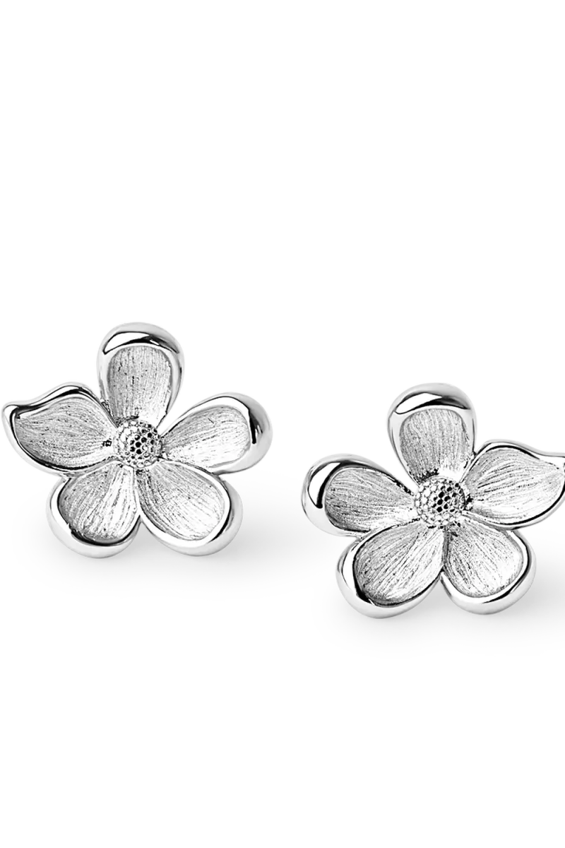 Midi Flower Earrings, Silver