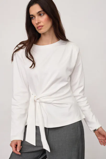 Hovedbilde Oriane LS Pleat Tie Tee, White