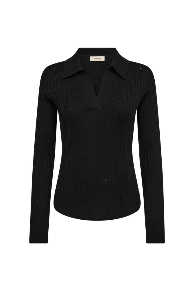 Ronika Wool Knit Polo, Black
