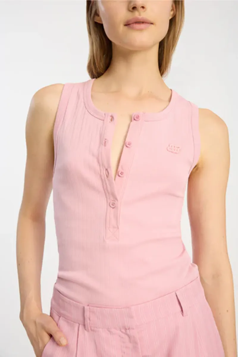Roth Buttoned Tank Top, Rose