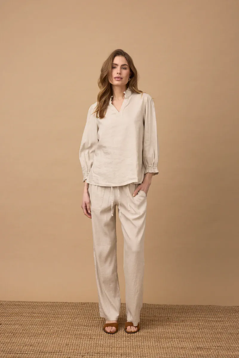 Luca Pant Full Length, Wide, Sandshell Melange