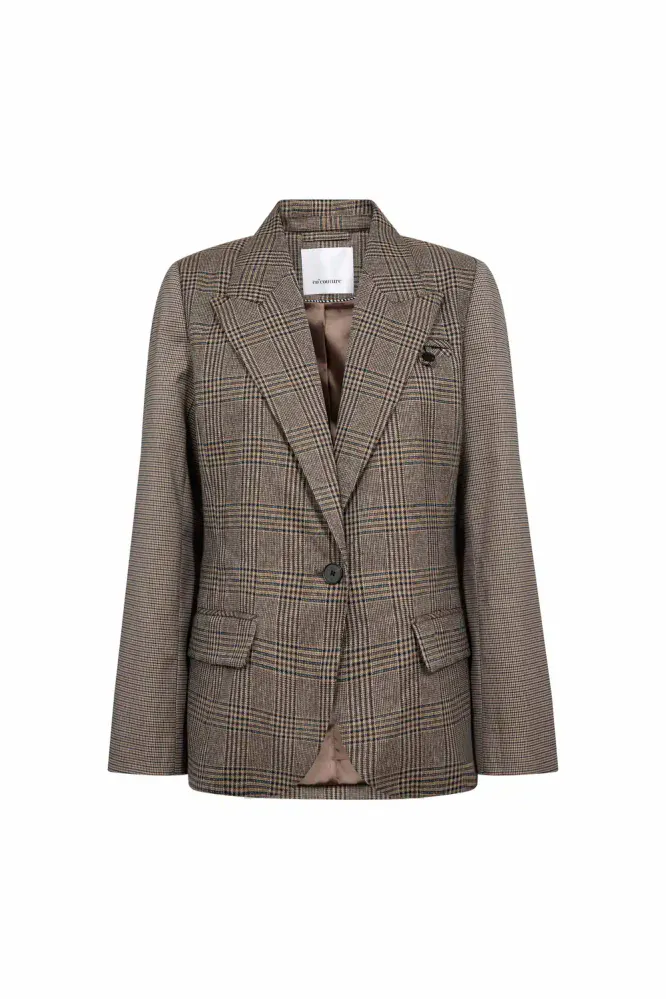 Veya Check Fitted Blazer, Brown