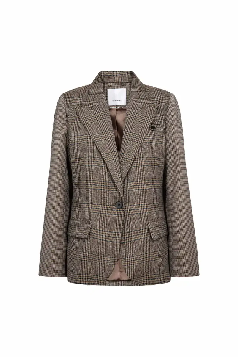 Veya Check Fitted Blazer, Brown