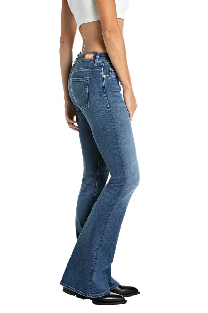 Joella Pants Flare Regular Waist Fit, Medium Blue