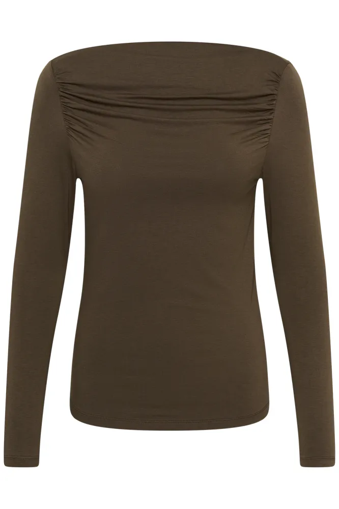 Vigga Boatneck Blouse, Chocolate Brown
