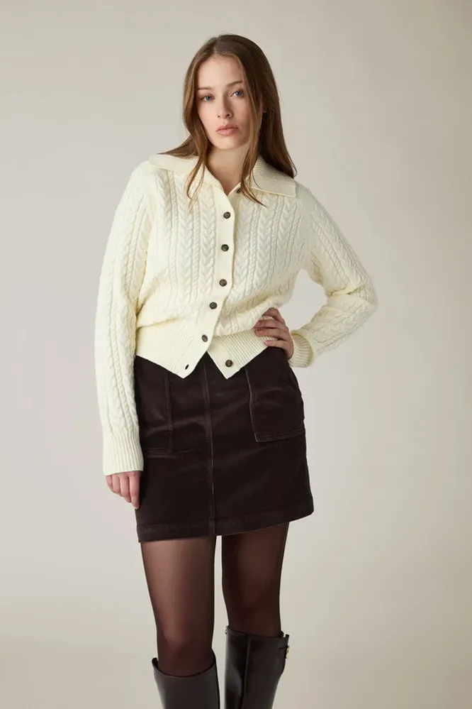 Cable Cardigan, Offwhite