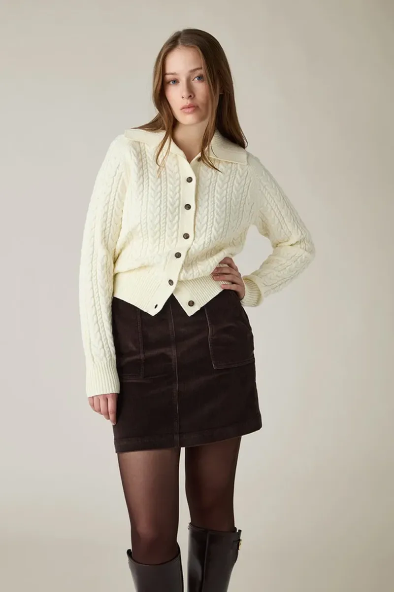 Cable Cardigan, Offwhite