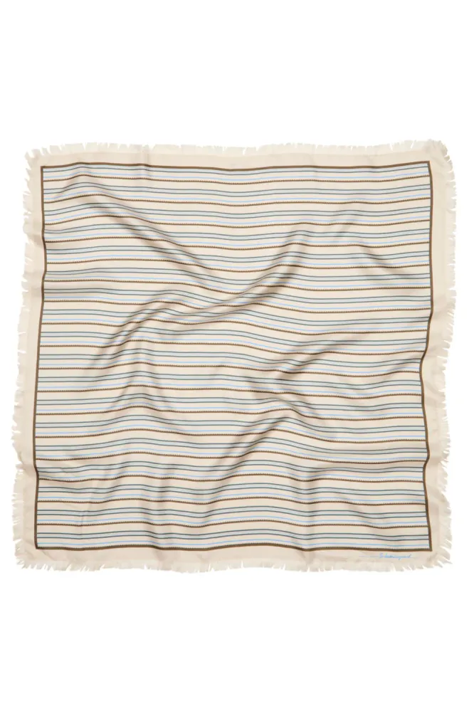 Scallopia Striped Sia Scarf, Birch White