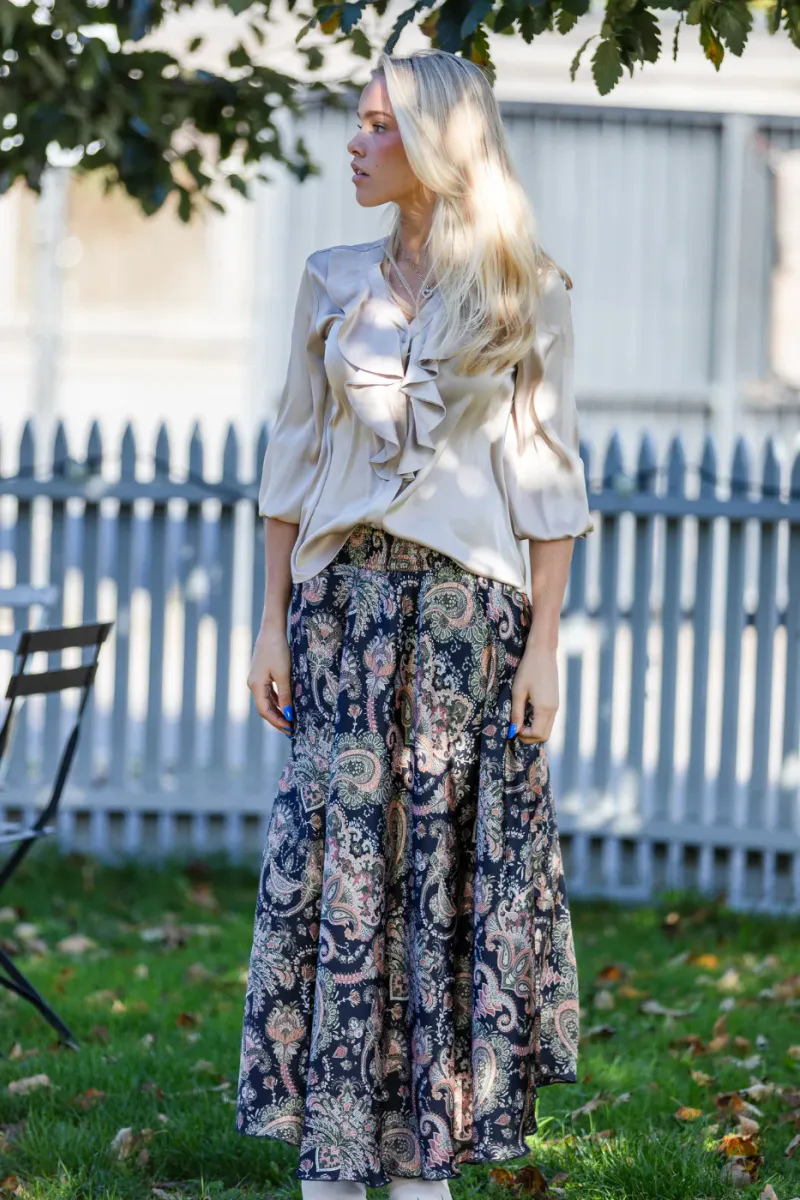 Savannah Skirt, Khaki Paisley
