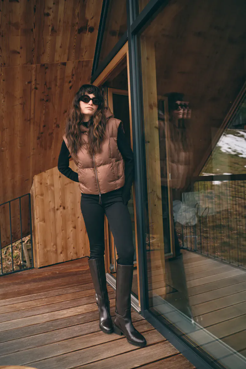 Kiara Tally Down Vest, Downtown Brown