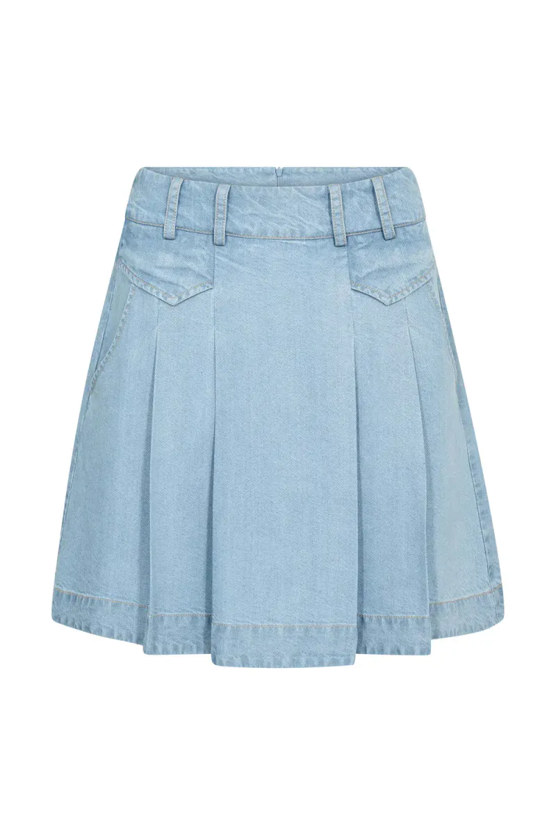 Tilly Pocket Pleat Mini Skirt, Fade Denim