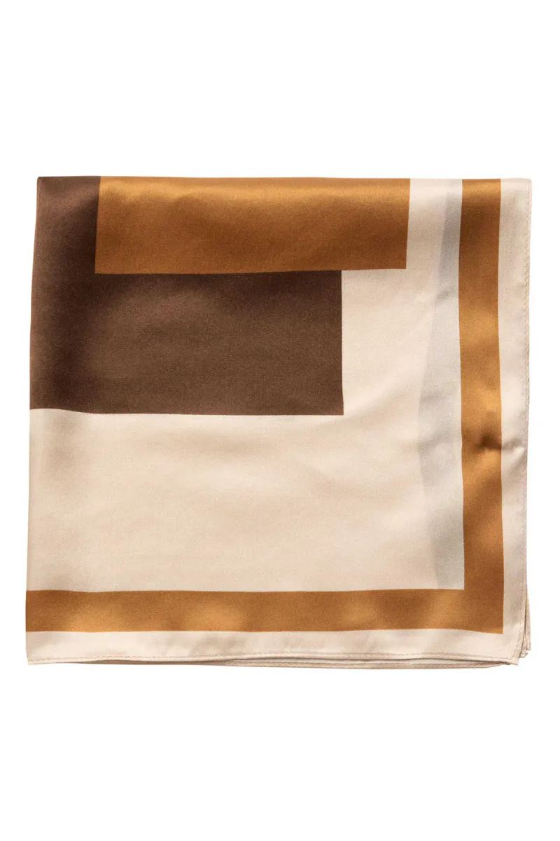 Shila Silk Block Scarf, Brown