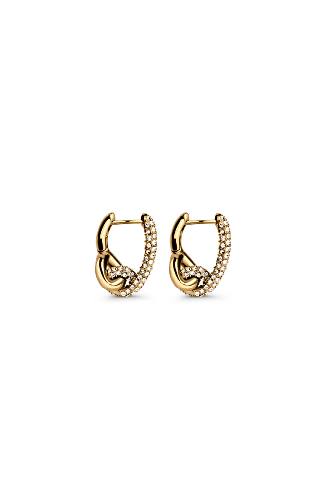 Pavé Knot Earrings, Gold