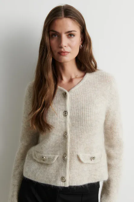 Hovedbilde Andrea Knit Structure Cardigan, Birch