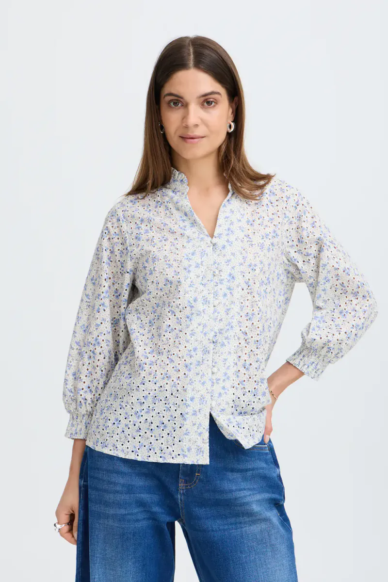 Dolores 3/4 SL Blouse, Vista Blue