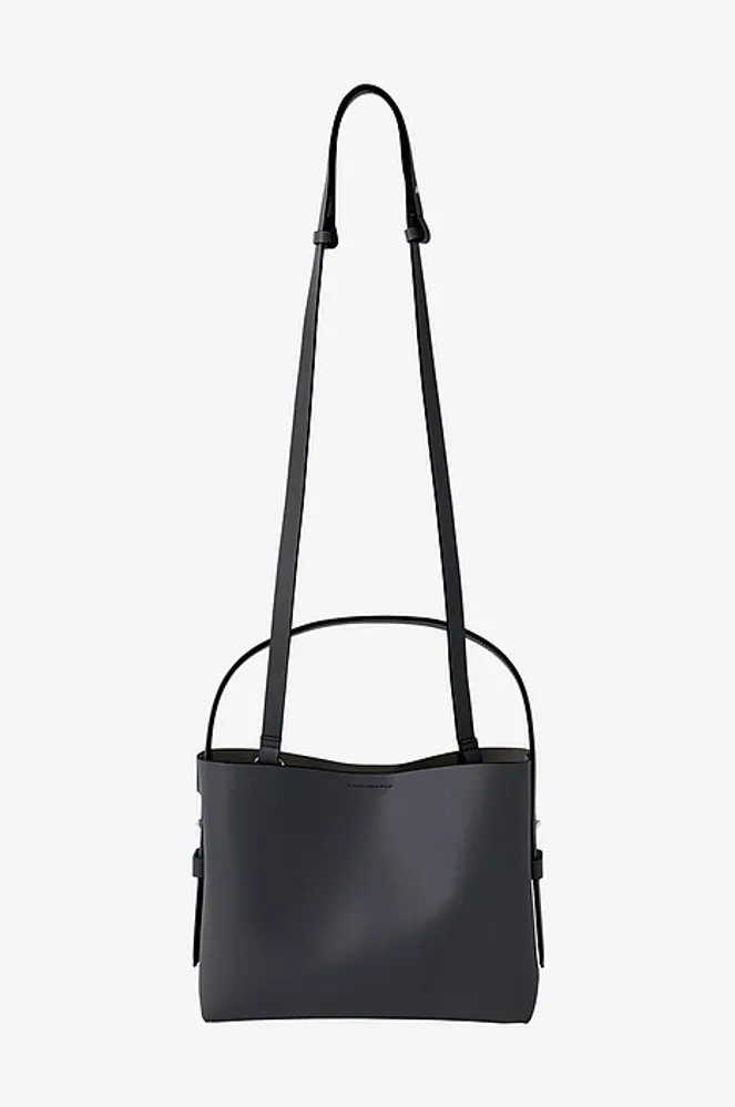 Leata Leather Bag, Black Silver