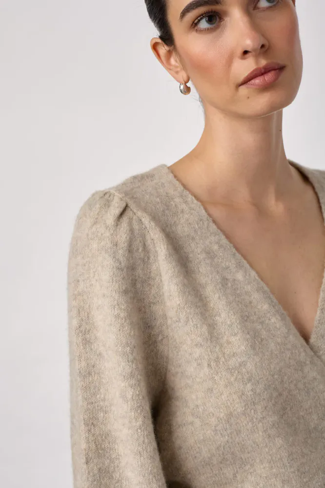 Roger Wrap Cardigan, Creme